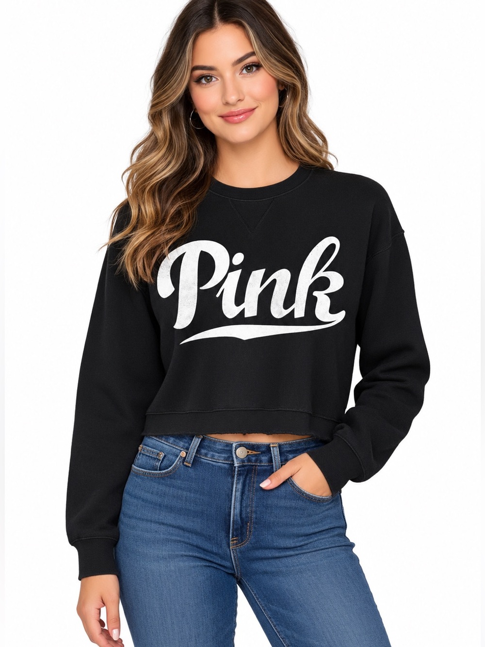 PINK Lightweight Cropped Sweatshirt